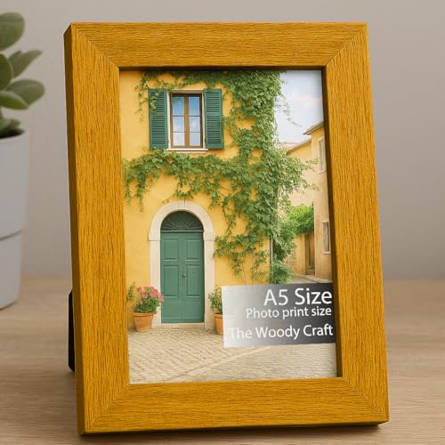 Image of A5 Photo Frame | Vibrant Orange Photo Frames For Wall Decor | Durable Wooden Frame | Wall Frame To Energize Decor | Birthday Photo Frames (5.8x8.3 inch, Orange)