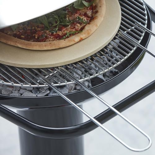 barbecook Pizzastein für Gasgrill und Backofen, Pizza Stone Grill Zubehör aus Feuerfestem Ton, Universal, Rund, 36cm, Schwarz
