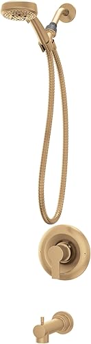 Miniatura 2 de Moen Meena 82618BZG - Grifo de ducha moderno de un solo mango dorado bronce con ducha de mano y boquilla de bañera para bañera, válvula incluida,
