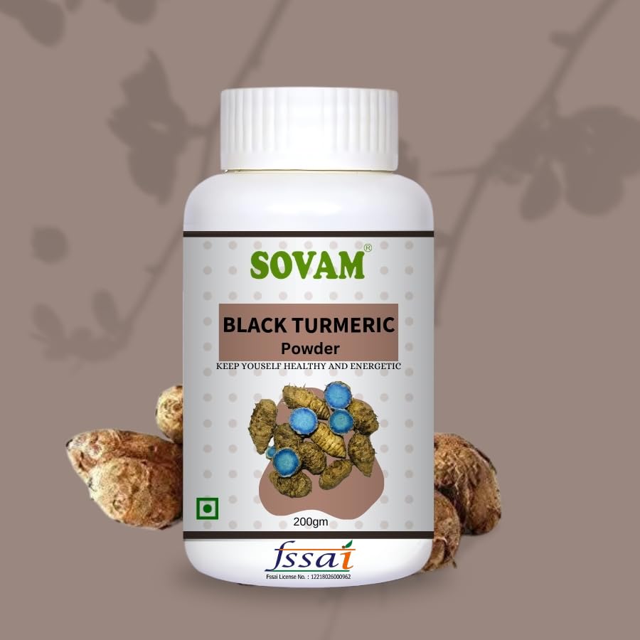 SOVAM Organic Black Turmeric Powder, 200g - Rare Curcuma Caesia for Natural Health