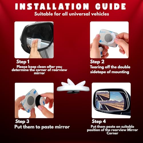 Image of DEZI 3R Blind Spot Mirrors HD Glass Car Accessories, 360 Safety Convex Rear View, Wide Angle Adjustable Mirror (2 Pcs) (3R-054, Rectangle Frameless HD Convex)