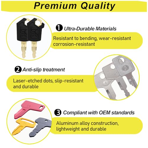 Image of Multi Type Heavy Equipment Key Set, 26 Excavator Dozer Skid Steer Loader Forklift Roller Keys Fit CAT Caterpillar Bobcat JD Case JLG JCB Volvo Hyster Ford Holland Yanmar Kubota Komatsu Toyota Hitachi