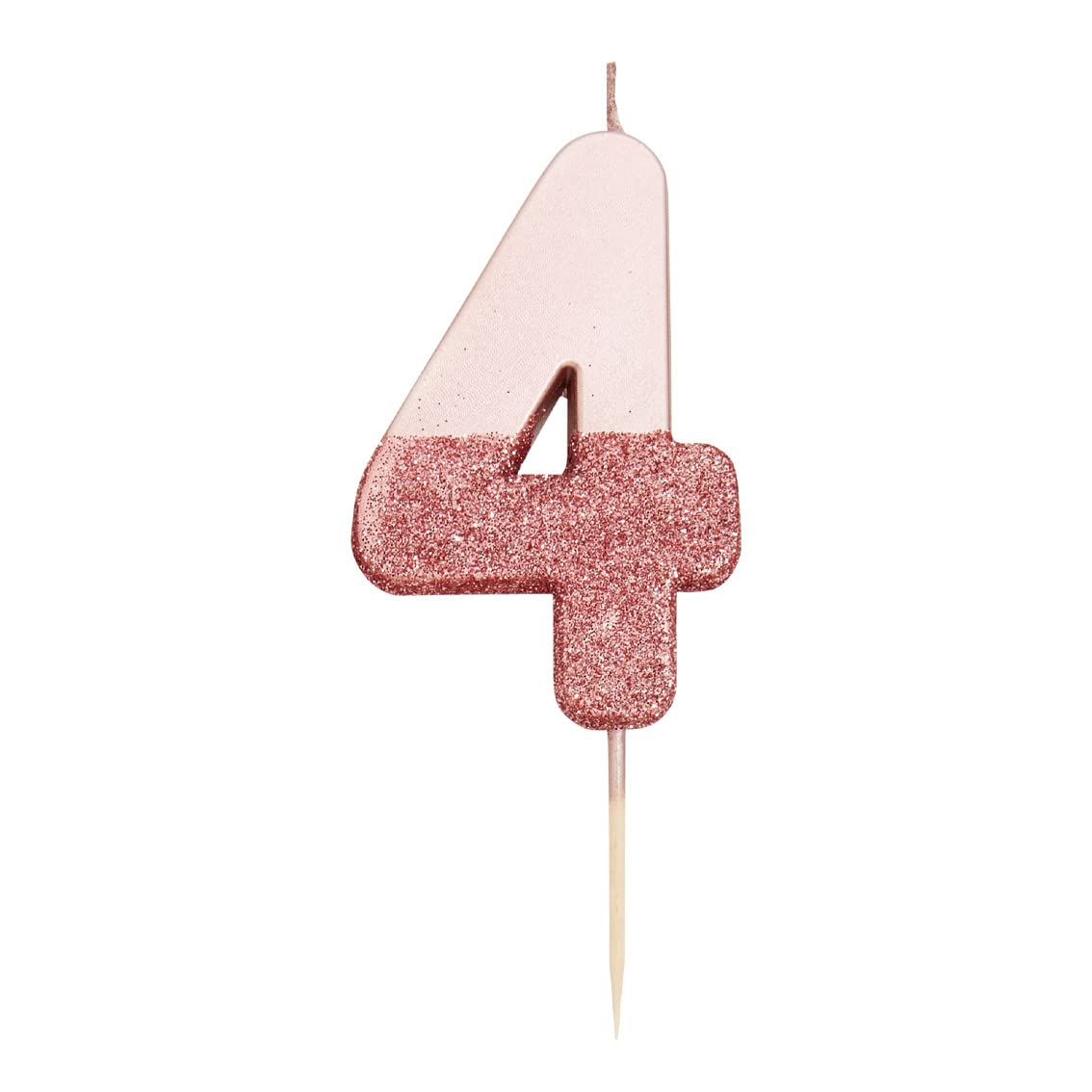 Talking Tables Rose Gold Glitter Number 4 Candle | Premium Quality Cake Topper Decoration | Pretty, Sparkly for Kids, Adults, 40th Birthday Party, Anniversary, Milestone, RoseGold4,8 cm