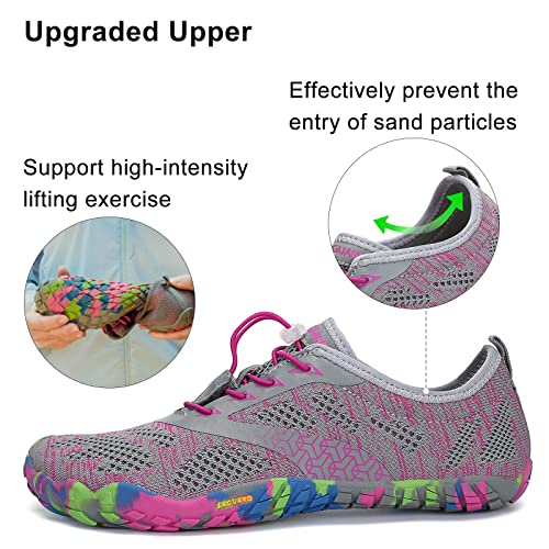 Saguaro Barefoot Minimalist Trail Running Shoes Women Zero Drop 5 Wide Toes Lightweight Breathable Five Fingers Sneakers Cross Training Weightlifting Jogging Walking Gym Workout Athletic Pink #TOP2