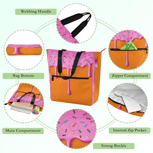 Icing Dripping Book Tote Bag,Large Capacity Handbag with Zipper Perfect for School,Travel,Shopping3