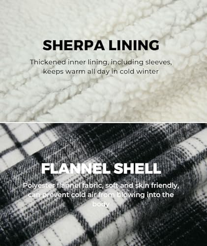 Image of ZITY Men's Flannel Hooded Jacket Fleece Sherpa Lined Plaid Shirts Jackets Zip Up Sweatshirt Hoodies for Men with 4 Pockets