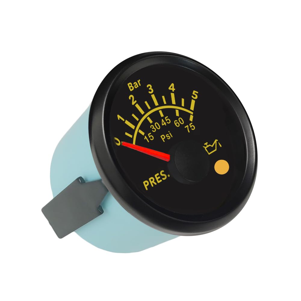 ELING 52 mm Öldruckmessgerät 0–5 bar 0–75 psi 0–10 bar 0–145 psi mit 8 Farben Hintergrundbeleuchtung und Lichtalarm für Gabelstapler Traktoren Bagger