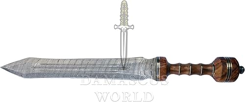 Miniatura 3 de Espada de Gladius romana de 26 pulgadas, hecha a mano, espada de acero de Damasco con mango de madera de Pakka, espada de gladius para gladius,