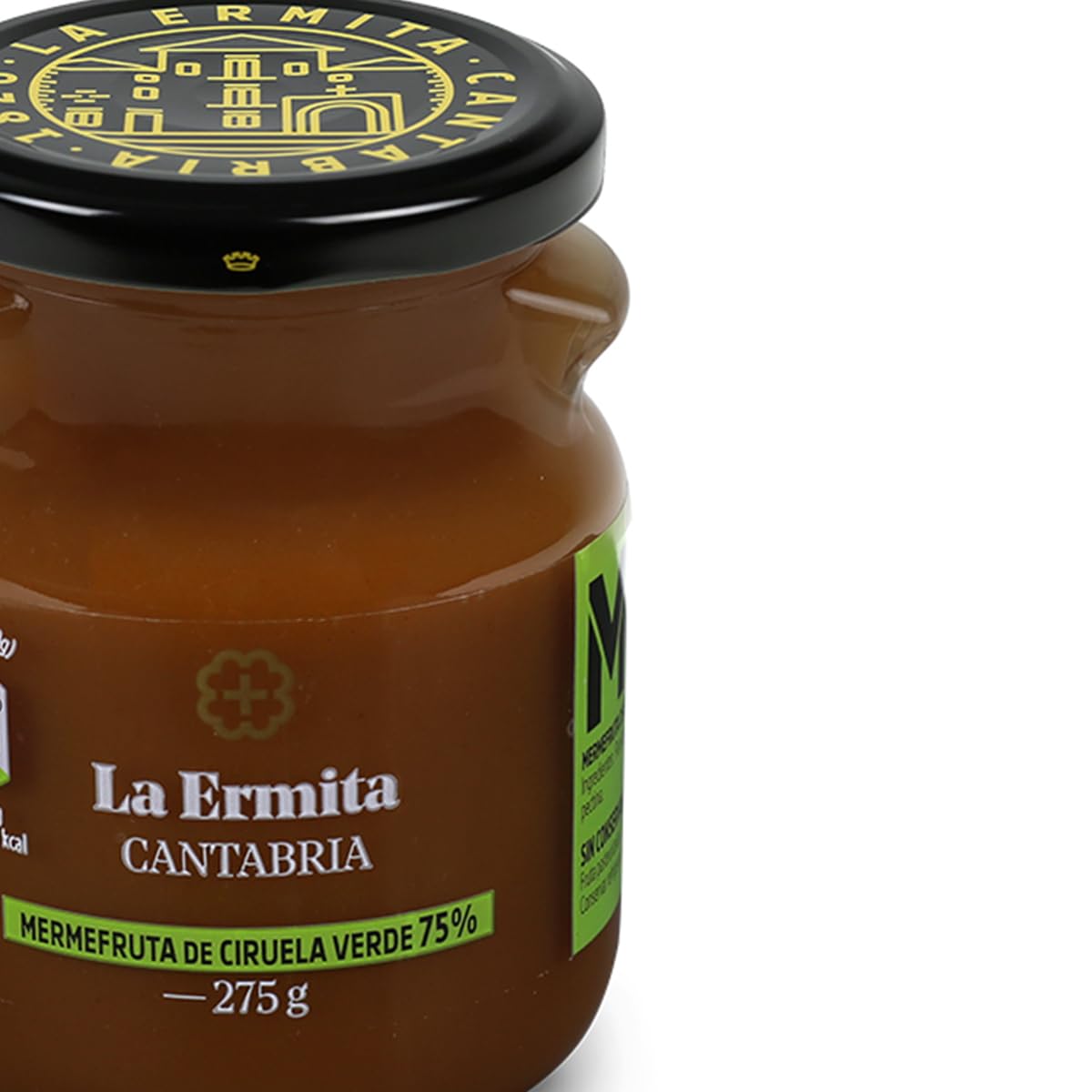 LA ERMITA MermeFruta de Ciruela Verde, Compota Estilo Mermelada con 75% Fruta, Sabor Fresco y Ácido, Sin Gluten ni Conservantes, Tarro de Vidrio 275 g (Pack 6 unidades)