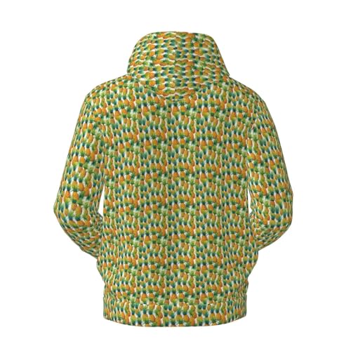 Sweat à capuche ananas Noir XL pour homme, pull léger imprimé de printemps - 4