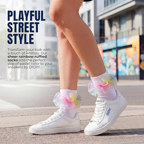 Image of Dicry Socks for Women, Big Ruffle Socks with Turn Cuff and Double Lace