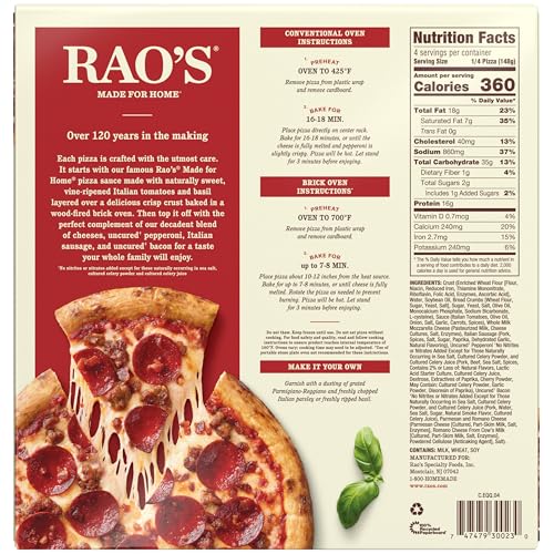 Image of Rao's Made For Home Meat Trio Frozen Pizza, 20.8 oz