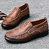 Men's Casual Leather Boat Shoes - Simple Solid Color Lace-less Leather Shoes Anti Slip Texture Flat Shoes Lightweight Comfortable Fit Boat Shoes Wide Width Round Toe Deck Shoes Leather Shoes Khaki #4