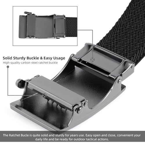 Ratchet Belt for Man,Bling Buckle with Elastic Woven Nylon Belt For Men Dress and Casual Adjustable, Trim to Fit4