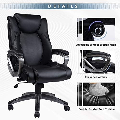 Reficcer Bonded Leather Office Chair Adjustable Built In Lumbar Support And Tilt Angle High Back Executive Computer Desk Chair For Office Workers Students Amazon Ca Home