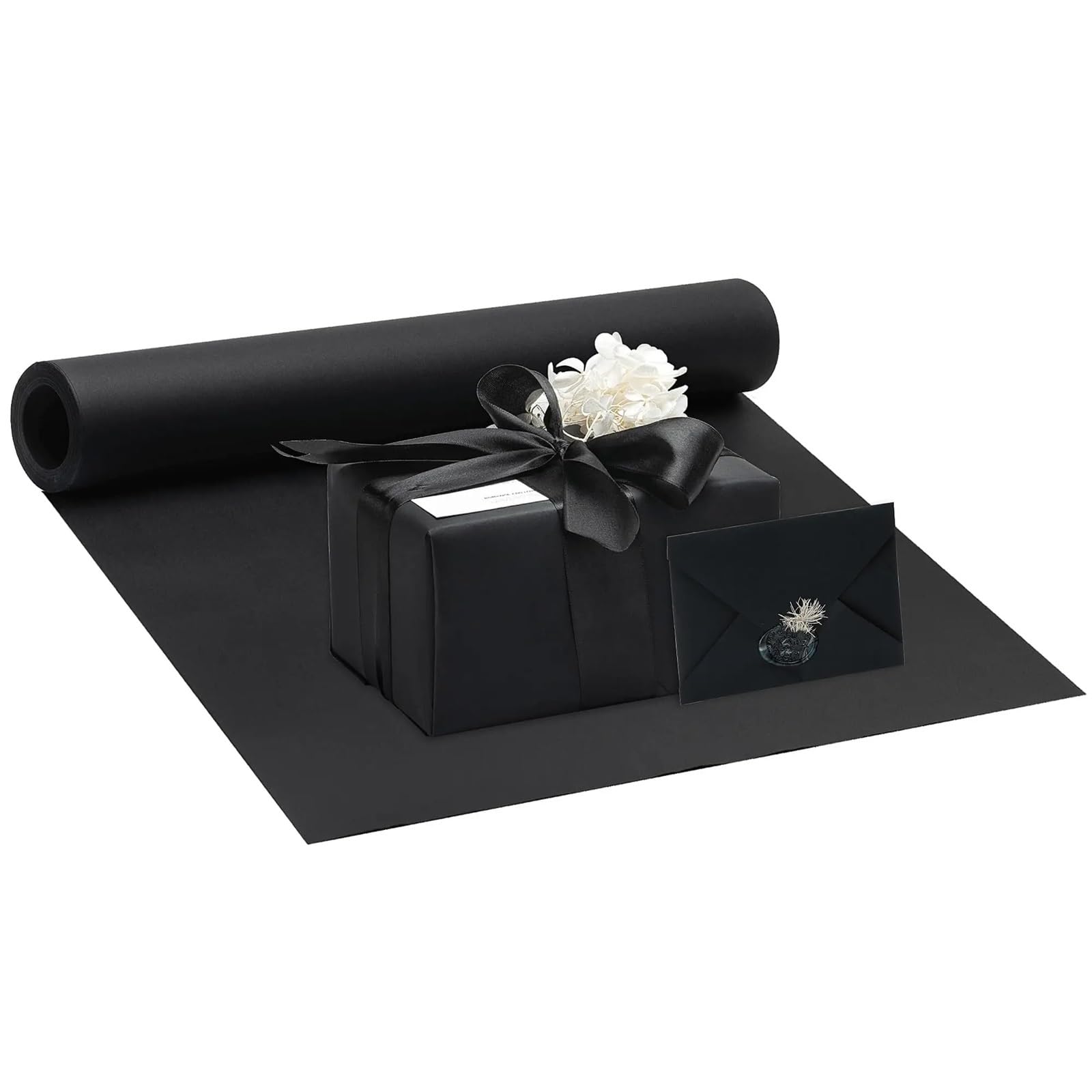 Lot de 3 rouleaux de papier cadeau kraft noir parfait pour les loisirs créatifs, le dessin, l'art mural, un mariage, un anniversaire, un festival (marron, 50 cm x 10 m)