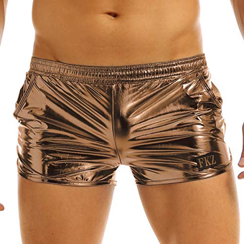 Choomomo Calzoncillos tipo bóxer para hombre Shiny metalizados, de caña baja, tallas M-XL café XL
