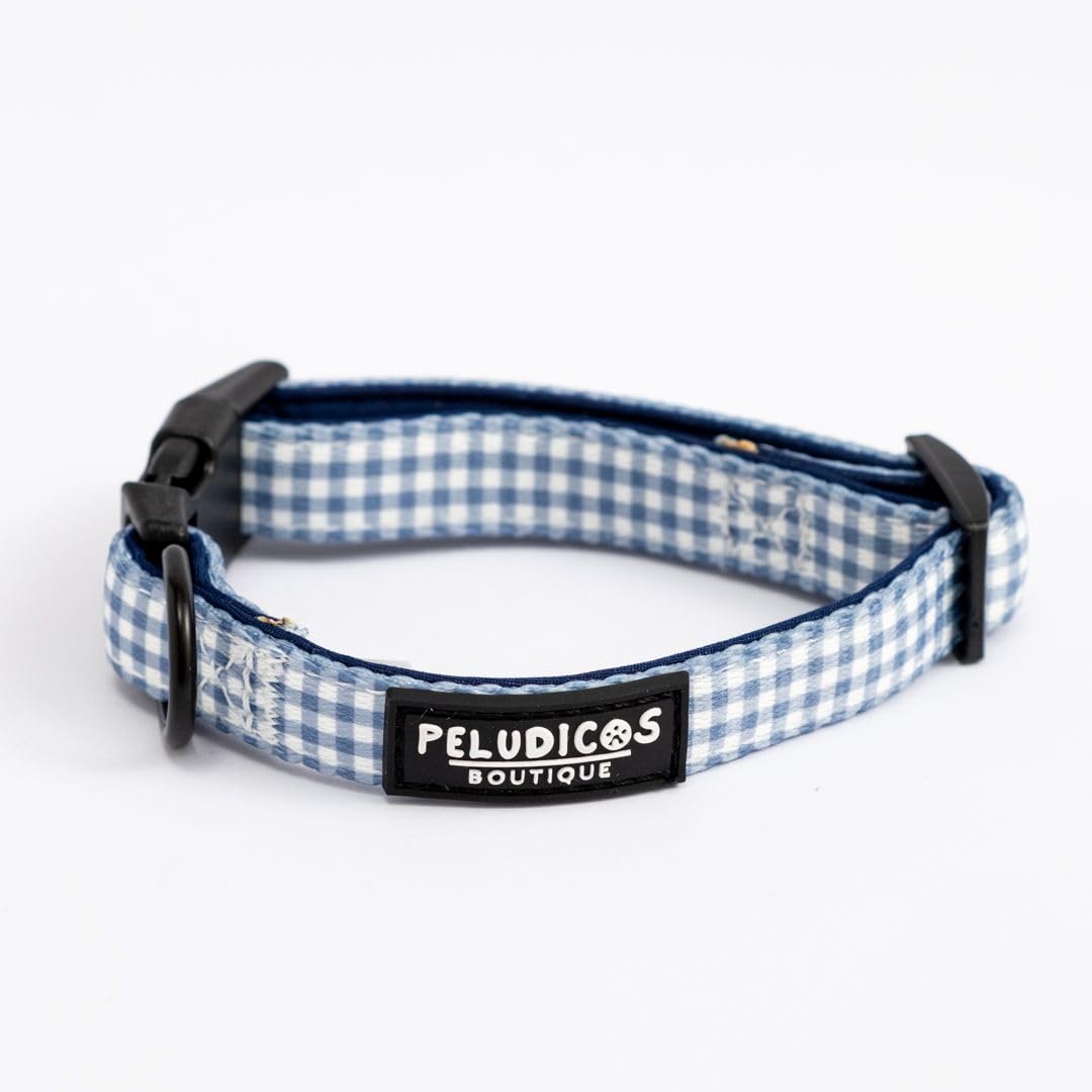 Pack Collar,Correa y Portabolsas Vaquero para Perro Ajustables de Neopreno – Diseño Vichy, Cómodos y Resistentes – 4 Tallas