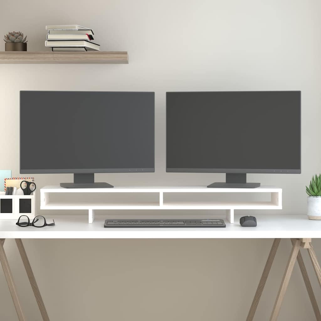 Soporte para monitor de madera de pino, color blanco, 100 cm