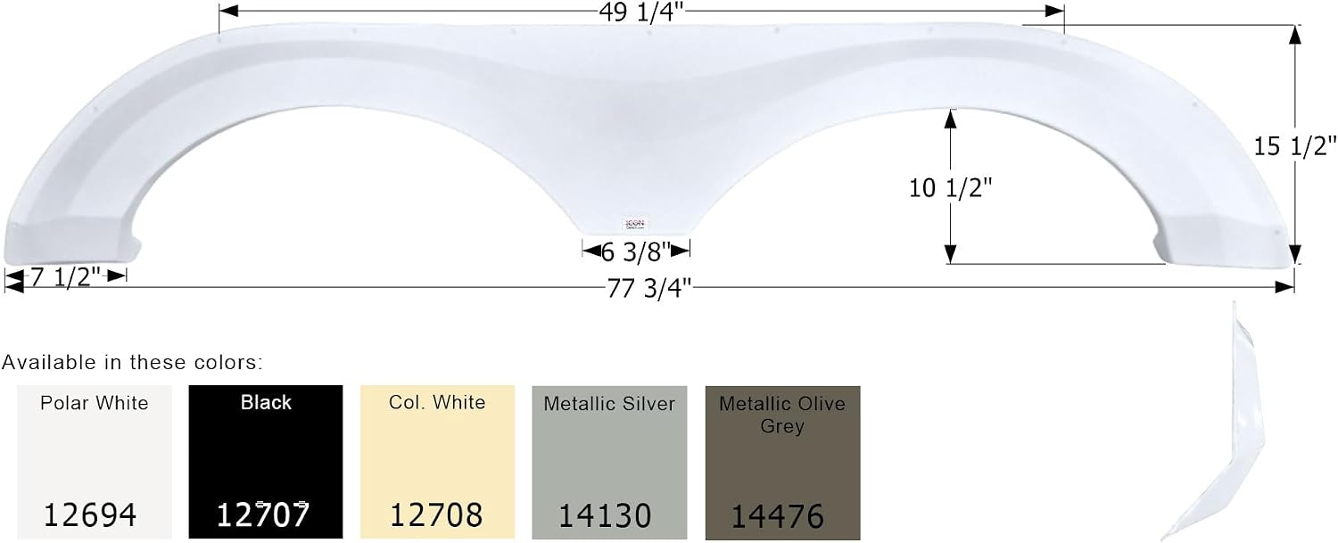 ICON Fender Skirt, Tandem, Evergreen, FS2694, Colonial White