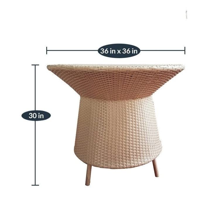 Image of Artic Fashion D-15 Chairs Table Set 4+1 Wicker Patio Furniture Sets 4 Chair and 1 Table for Garden Balcony Bedroom Powder Coated Frame Uv Protected Wicker (Cream)