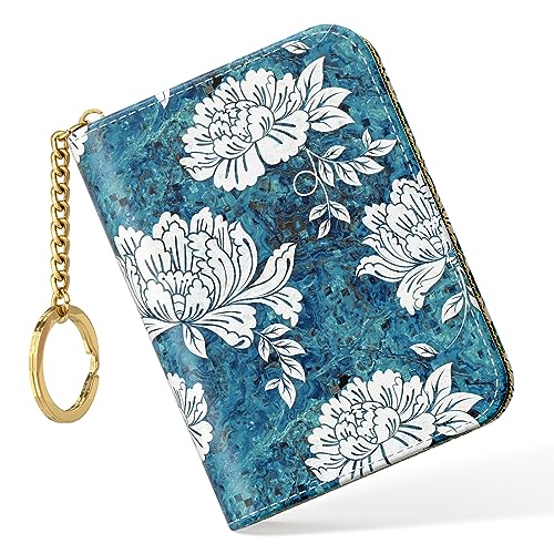 Image of Nipichsha Credit Card Holder, Small RFID Card Wallet for Women, Slim Leather Card Holder Wallet, White Flowers, 4.33 x 3.15 x 0.98 Inch, Fashions