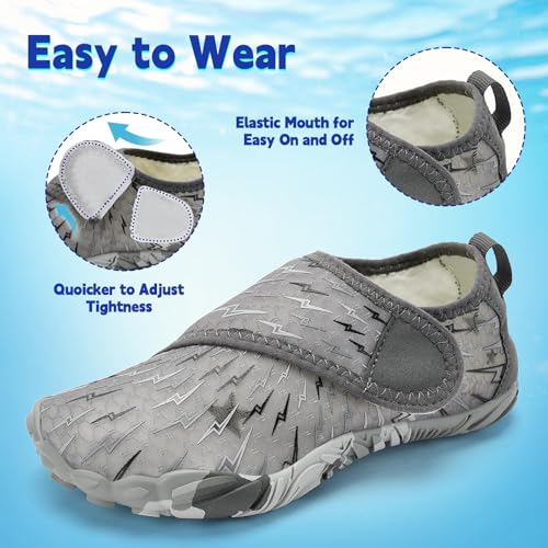 Image of Kids Water Shoes Boys Girls - Wide Toe Box Quick Dry Barefoot Shoes Breathable Non Slip Aqua Athletic Sneakers for Swim Beach Pool Kayak Hiking Sand Walking Travel Essentials (Little Kid /Big Kid)