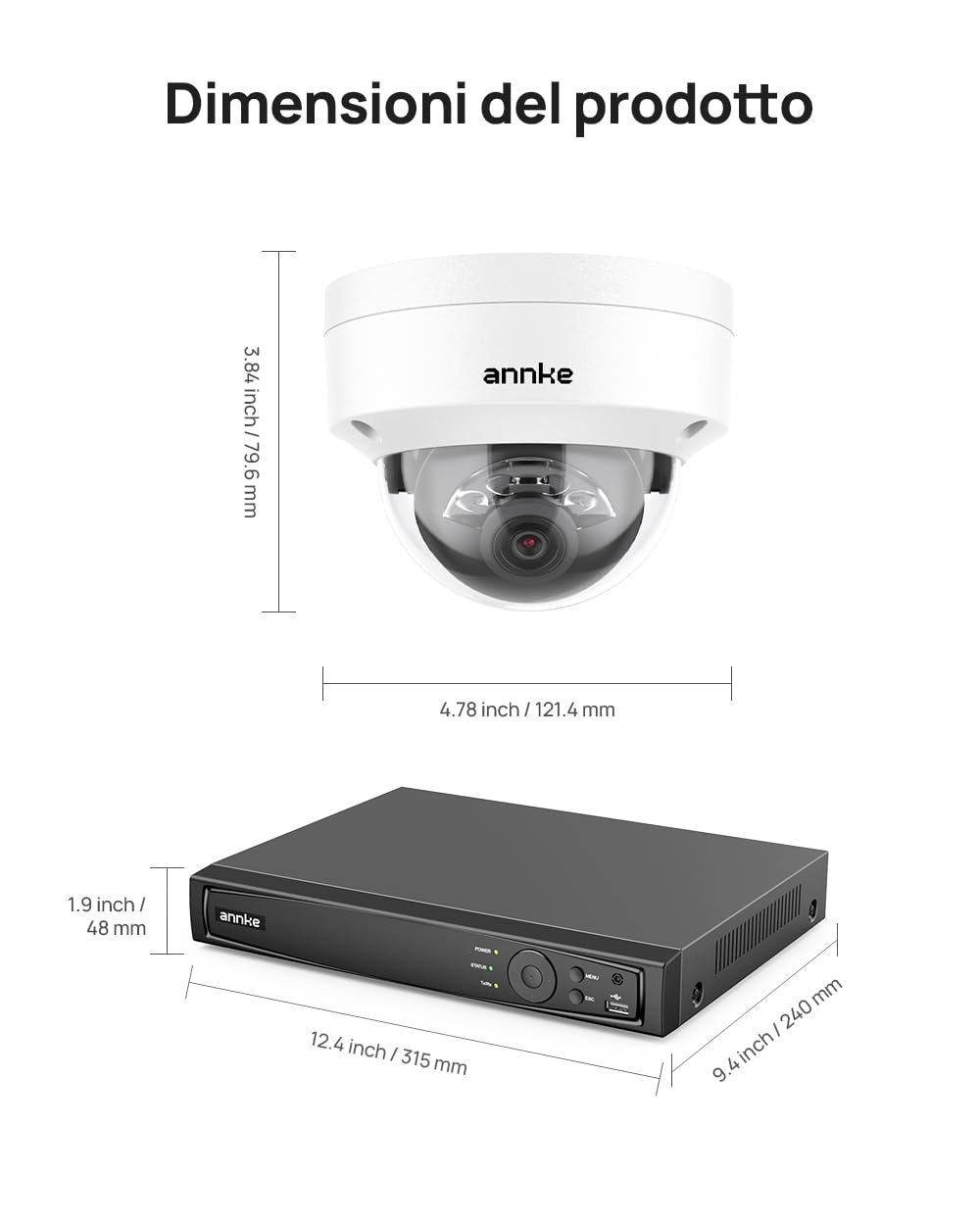 ANNKE Kit di Videosorveglianza PoE 8CH con HDD da 2TB, NVR 12MP | 4 Telecamere IP 8MP UHD, Rilevamento Umano e Veicoli, Audio Integrato, H.265+, IK10 Antivandalo, IP67 Impermeabile
