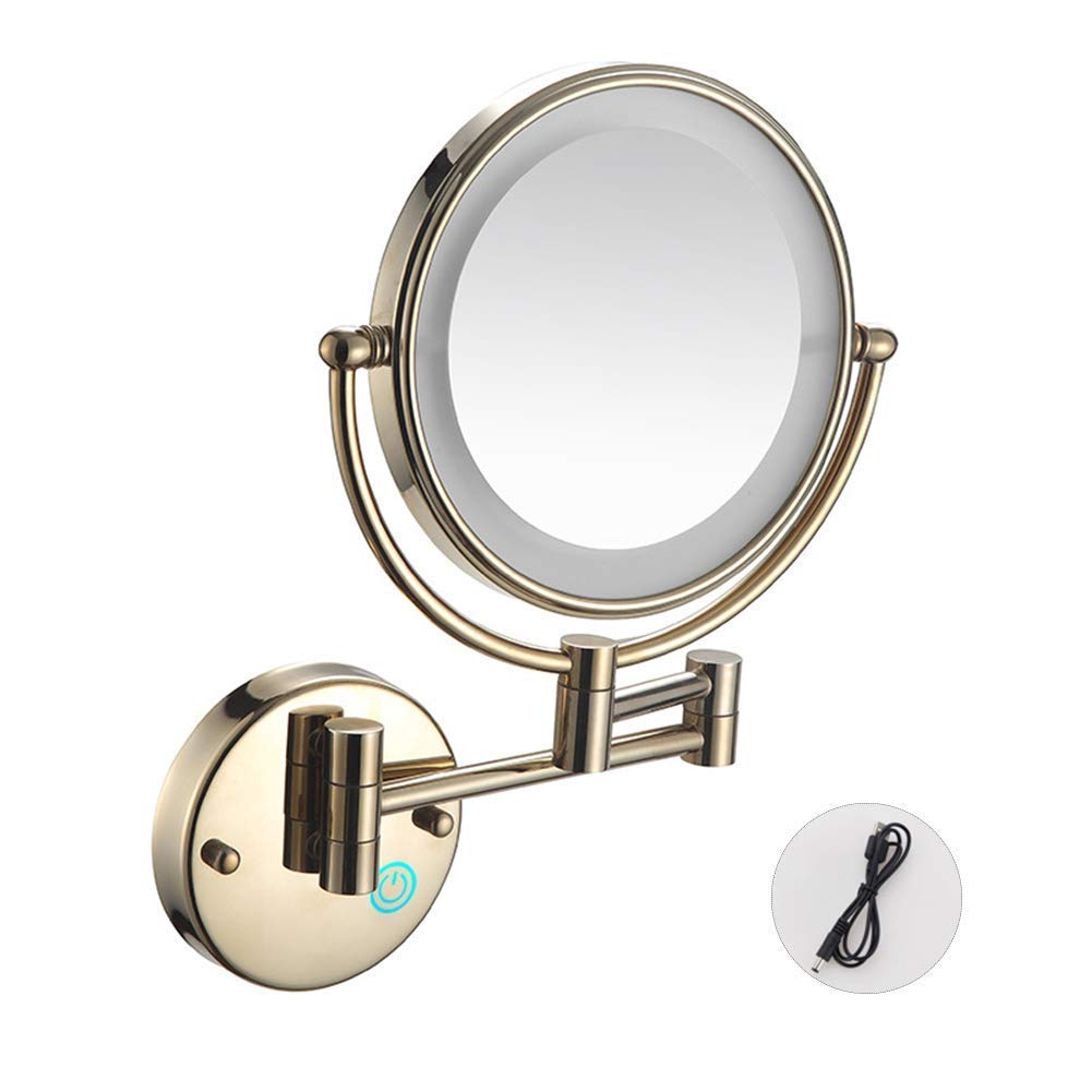 Miroir LED salle de bain or rose pour maquillage de précision