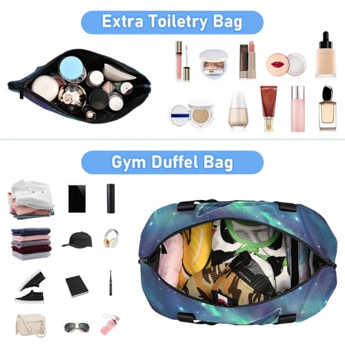 Travel Duffel Gym Sports Luggage Bag Expandable Large Capacity Blue Whale Aurora Sports Bag for Women and Men4