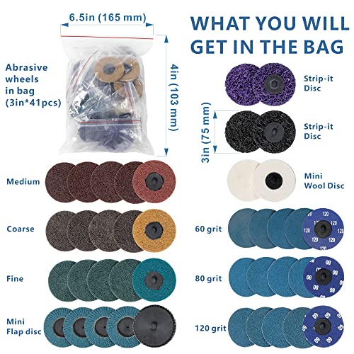 3Inch Air Sander Angle Grinder With Roll Lock Wheel Set, Pneumatic Polishing Tool With 41Pcs 3-Inch Sanding Discs #TOP2
