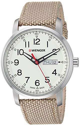 Wenger Men s Attitude Stainless Steel Swiss-Quartz Nylon Strap, Beige, 21.6 Casual Watch (Model: 01.1541.112)