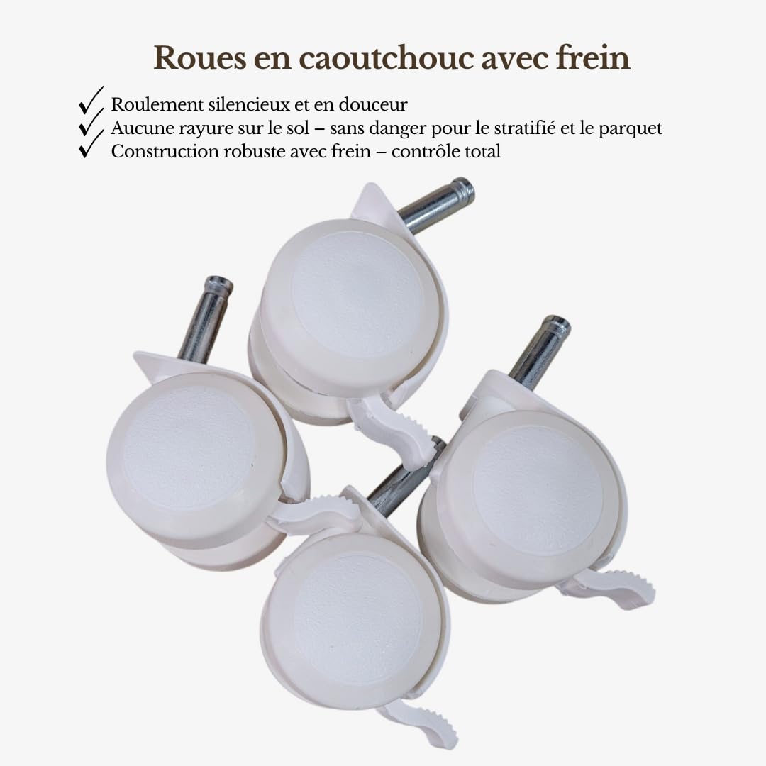 Wiklinopol Couffin Bébé Amelia en Osier avec Support et Matelas – Berceau à roulettes en Blanc – Ensemble 4 Pièces de Linge en Mousseline Blanc – Portable et Idéal pour Nouveau-Né