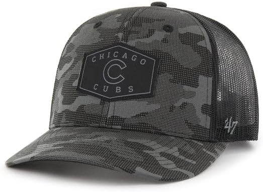 '47 Chicago Cubs Mens Womens Tonal Camo Convoy Trucker Adjustable Snapback Charcoal Camouflage Trucker Hat with Black Patch Logo