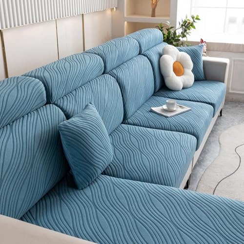 KLUOT Sofa Cover, Corner Extendable Stretch Sofa Slipcovers Extendable Sofa Slipcovers for Sofa L Shaped Chaise Longue Furniture Protection blue