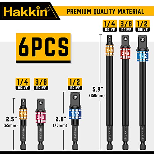 Impact Socket Adapter Set Hakkin 6Pcs Impact Driver Socket Adapter 3" 6" Extension Bit 1/2" 3/8" 1/4" Drive Power Drill Socket Converter for Drill, Impact Torque Wrench DIY Tools Kit Gifts for Men 3 Impact Socket Adapter Set Hakkin 6Pcs Impact Driver Socket Adapter 3" 6" Extension Bit 1/2" 3/8" 1/4" Drive Power Drill Socket Converter for Drill, Impact Torque Wrench DIY Tools Kit Gifts for Men - Image 3