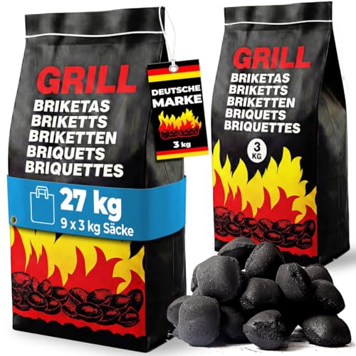 Deuba® 27 kg Grillbriketts 9 x 3 kg Holzkohle Grillkohle Holzkohlebriketts Holzkohlegrill Grill Brikett Kohle