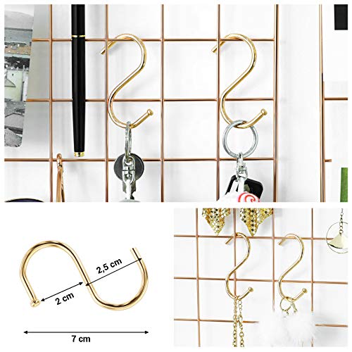 SONGMICS fotowand van gaas, set van 2, wanddecoratie, multifunctionele gaaswand, wandrooster, doe-het-zelf, met S-haak… - Afbeelding 8