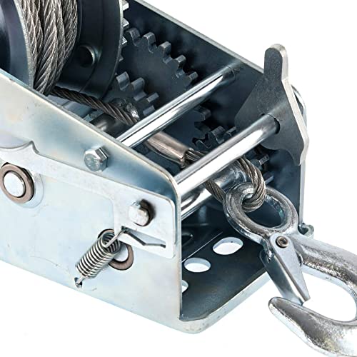 AUXMART Hand Crank Winch 3500lbs Boat Trailer Winch with 32.8 FT Wire Rope and Hook, 2 Ways Hand Cable Crank Winch for ATV, Trailer, Boat, Truck - Image 5