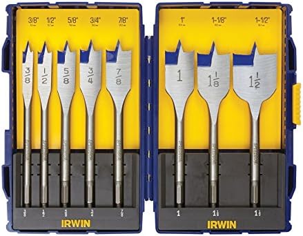 IRWIN Tools Speedbor Blue Groove Pro Spade Bit Set with Case, 8-P...