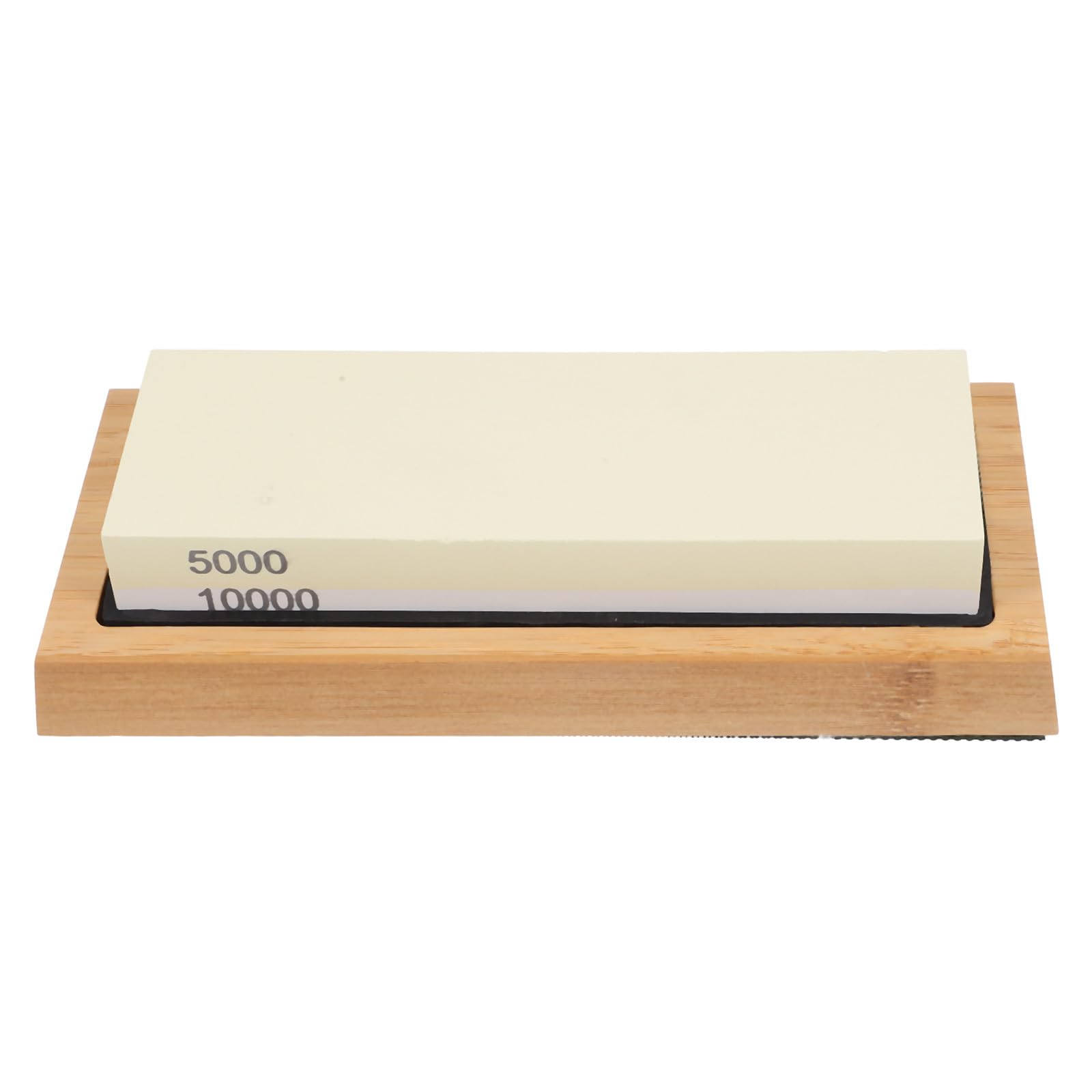 KICHOUSE Set Affilacoltelli Utensile Versatile con in Bianco e Base in Bambù Antiscivolo per Affilatura