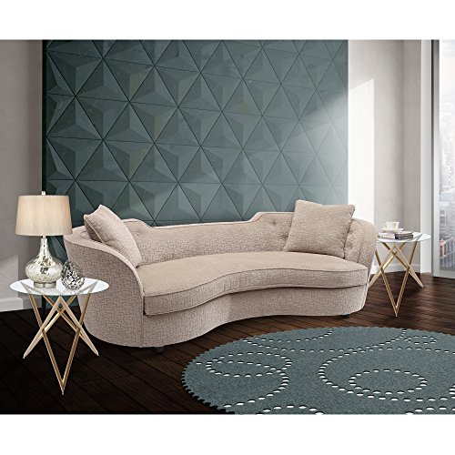 Armen Living Palisade Sofa in Sand Fabric and Black Wood Finish