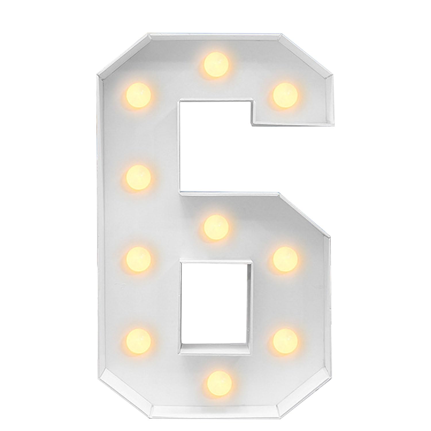 Marquee - Targa con numeri a LED, grandi numeri da 0 a 9, decorazione per feste, set di pannelli in schiuma pretagliati per compleanno, Capodanno, anniversario, 6, 100 cm
