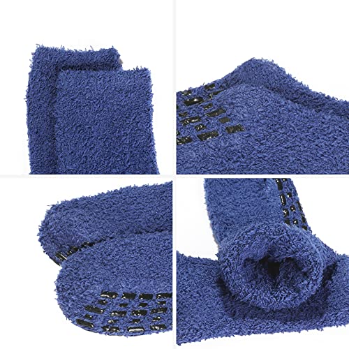Zando Fuzzy Christmas Socks For Women Non Slip Fluffy Fuzzy Cozy Microfiber Fleece Soft Sleeping Yoga Cabin Casual Thick Cute Warm Winter Slipper Grip Socks Stockings Christmas Gifts Black/Grey/Blue #TOP1