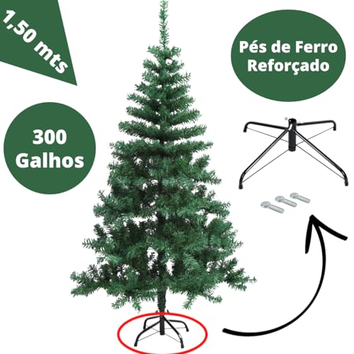 Árvore De Natal Pinheiro 1,50m 300 Galhos Decorada Completa