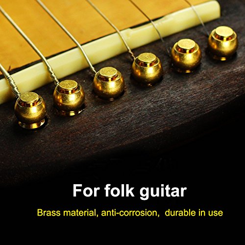 image for Dilwe 6Pcs/Set Guitar Pin Durable Brass Acoustic Guitar String Bridge 