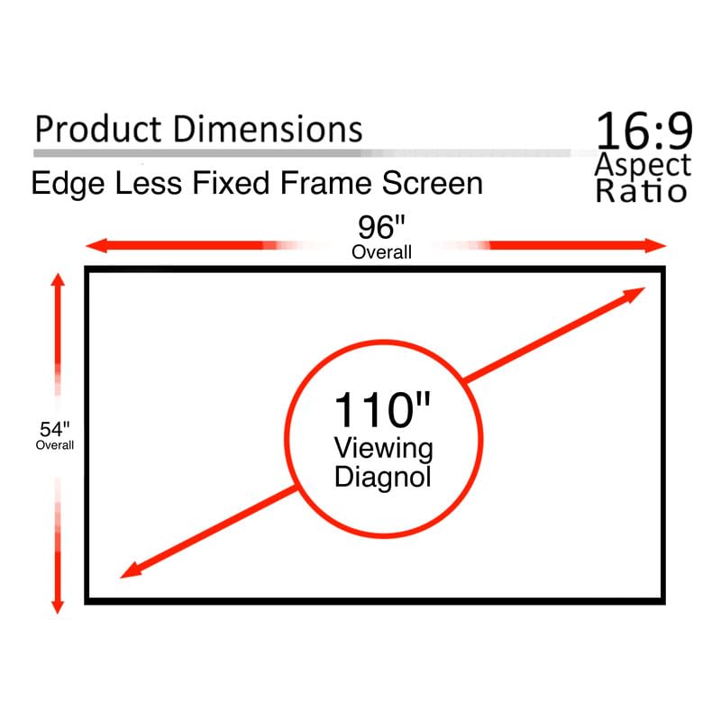 Image of Edgeless Fixed Frame Projector Screen 16:9 Aspect Ratio, 1.2 Gain Active 3D 4K Ultra HD Projection Screen for Classroom, Office & Home Theater (Bright White 4K Edgeless, 110 Inch)