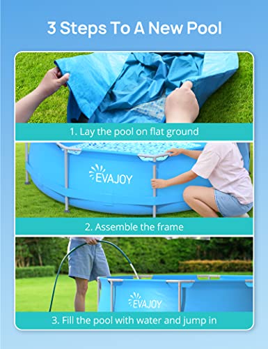 Evajoy 10 ft x 30 Inch Outdoor Metal Frame Above Ground Round Swimming Pool with Easy Set-Up, Pool Only
