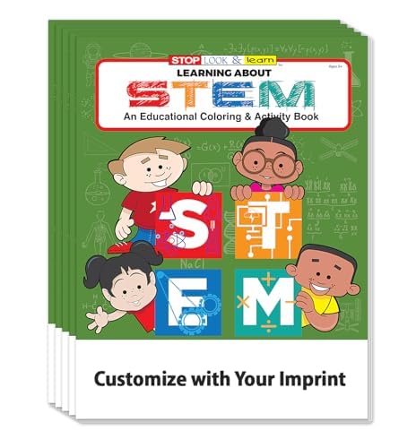 ZOCO – STEM Custom Promotional Coloring Books (250 Bulk Pack, Without Crayons) – Learn About Science, Technology, Engineering & Math – Educational