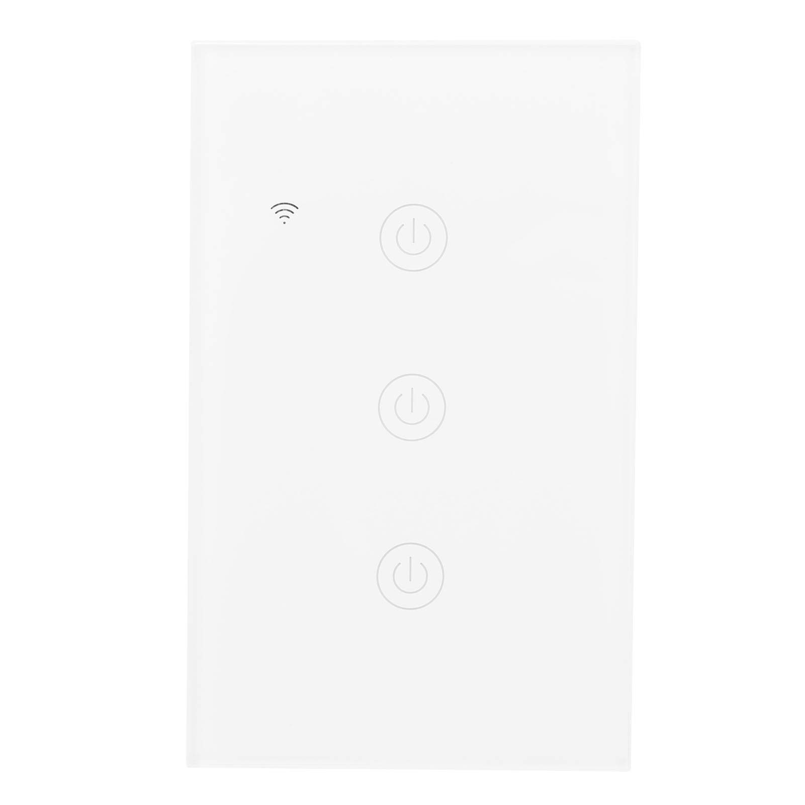Interrupteur intelligent WiFi 3 canaux avec télécommande ON OFF 100 240 VAC Commande vocale Fonctionne avec la maison pour les appareils d'éclairage domestique 94 V0 Blanc ignifuge